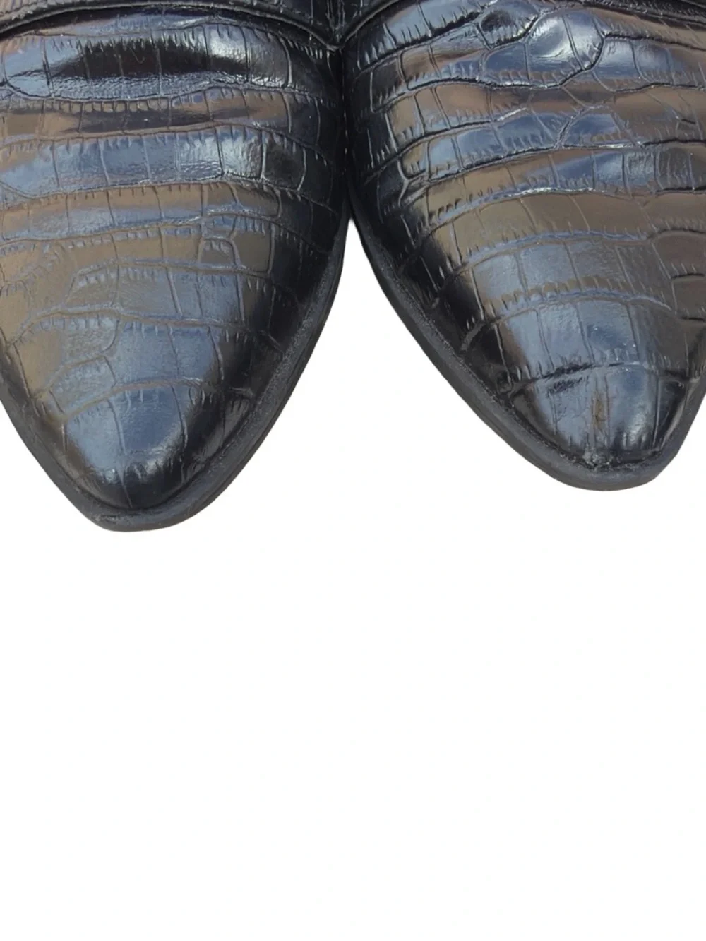 Franco Sarto pointed toe loafers black crocodile-embossed pattern women 6.5